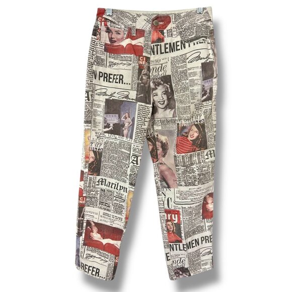 Forever 21 X Marilyn Monroe Newspaper Print Cropped Jeans - Picture 2 of 9
